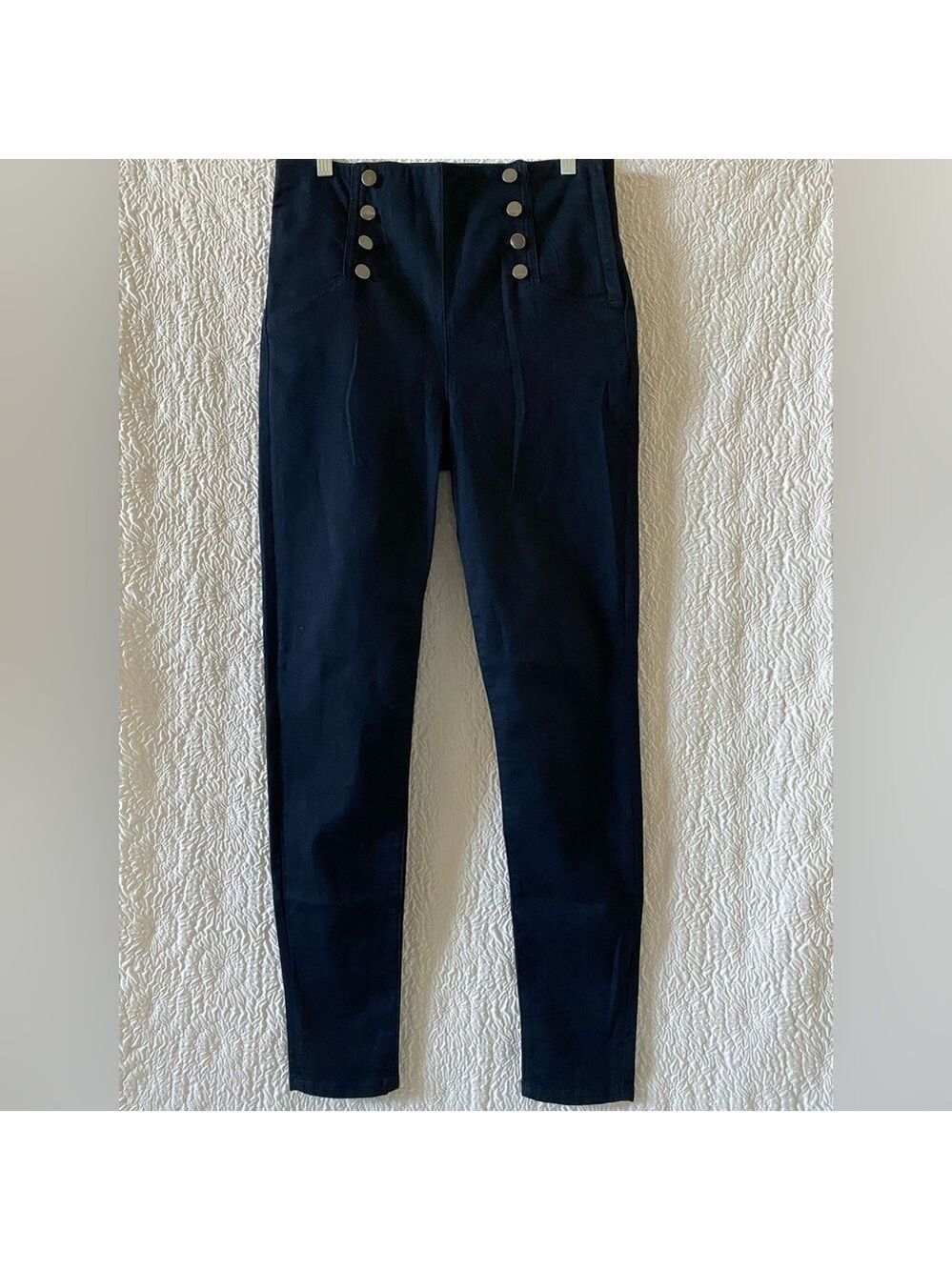 Forever 21 Premium Denim High Waist Button Detail Skinny Pants